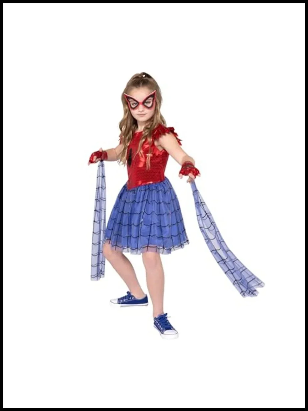 Marvel Spider-Man Youth Halloween Dress with Fabric Mask and Gloves